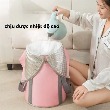 Túi Ngâm Chân Giữ Nhiệt Khóa Kéo 30L Chậu Vải Ngâm Sâu Giảm Mệt Mỏi Thư Giãn
