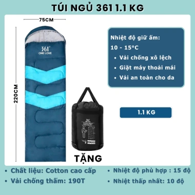 Túi ngủ dã ngoại gấp gọn, không xô bông, tiện lợi cắm trại văn phòng: 435k