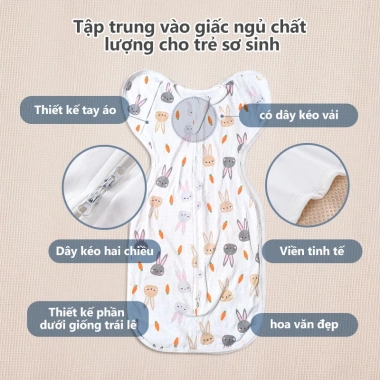 Túi Ngủ Quấn Cho Trẻ Sơ Sinh Cotton Nguyên Chất - Khóa Kéo 2 Chiều - Giảm 17% 5 Túi Ngủ Quấn Cho Trẻ Sơ Sinh Cotton Nguyên Chất - Khóa Kéo 2 Chiều - Giảm 17% 5