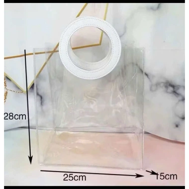 Túi nhựa trong quai da cao cấp 28x25x14cm - Túi đựng quà Tết giá 13.500đ giảm