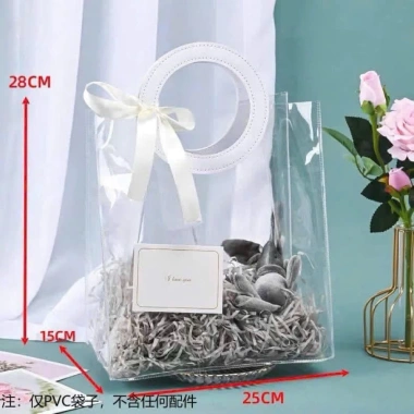Túi nhựa trong quai da cao cấp 28x25x14cm - Túi đựng quà Tết giá 13.500đ giảm