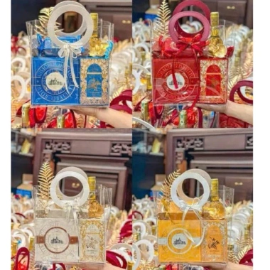 Túi nhựa trong quai da cao cấp 28x25x14cm - Túi đựng quà Tết giá 13.500đ giảm