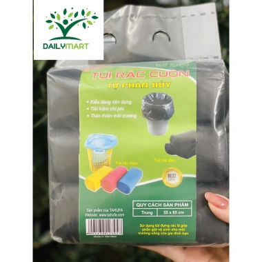 Túi Nilon Bóng Đen Cuộn Đựng Rác Tự Phân Huỷ 3 Cuộn TAHUFA DAILY Giá 31.500₫