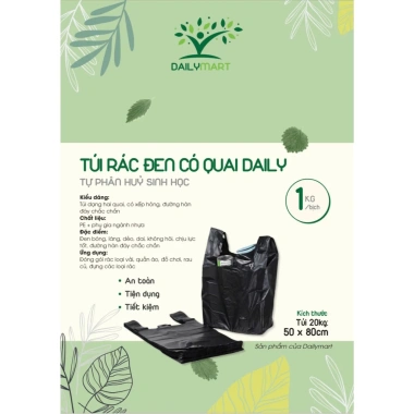 Túi Nilon Bóng Đen DAILY 1kg Có Quai - Đựng rác 6 kích thước 5‑30kg, giá 30.900 VND 3