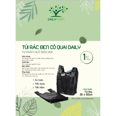 Túi Nilon Bóng Đen DAILY 1kg Có Quai - Đựng rác 6 kích thước 5‑30kg, giá 30.900 VND 5