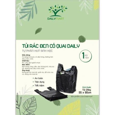 Túi Nilon Bóng Đen DAILY 1kg Có Quai - Đựng rác 6 kích thước 5‑30kg, giá 30.900 VND 8