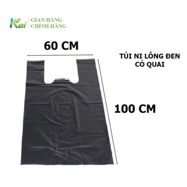 Túi Nilon Đen 1kg Có Quai 60x100 cm Bên Dài Đa Năng Đựng Rác và Gói Hàng Hoá