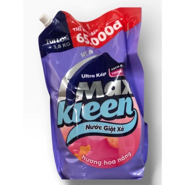 Túi Nước Giặt Xả Max Kleen 3,8kg - Siêu sạch, hương thơm lâu, giảm giá chỉ 166.994₫