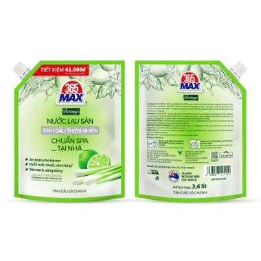 Túi Nước Lau Sàn 365 Max Botany 3.6L Tinh Dầu Sả Chanh - Làm sạch bóng sàn, an toàn da bé, giá chỉ 210.000 VND