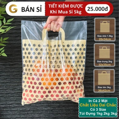Túi Nylon 5kg Giỏ Tre Đựng Quà, Bánh Kẹo, Quần Áo - Giá Sỉ 89k - Gold Pack VN