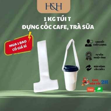 Túi Nylon Đựng Cốc Café, Trà Sữa 0.5‑1kg Chữ T Trắng Zin - Giá 40k (Giảm 10k) Tổng Kho Hải Hạnh
