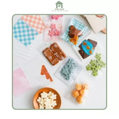 Túi Opp dán miệng 7x7+3cm 100 chiếc, đựng bánh kẹo, họa tiết hoạt hình dễ thương, chỉ 23.800₫ 2