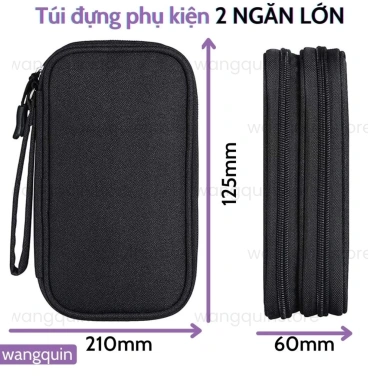 Túi phụ kiện 2 ngăn, quai cầm, pin dự phòng, cáp USB, tai nghe – 79.890 VND