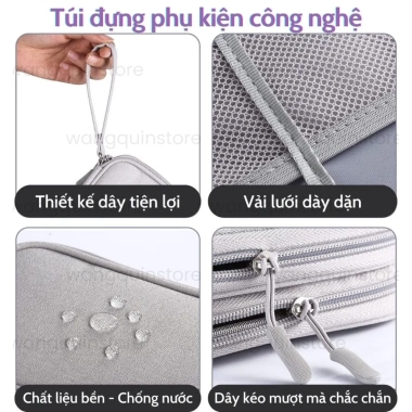 Túi phụ kiện 2 ngăn, quai cầm, pin dự phòng, cáp USB, tai nghe – 79.890 VND