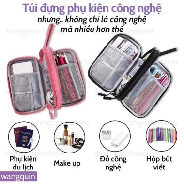 Túi phụ kiện 2 ngăn, quai cầm, pin dự phòng, cáp USB, tai nghe – 79.890 VND