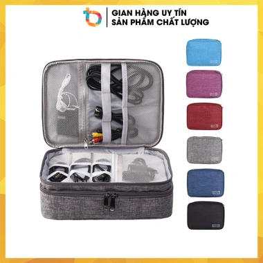 Túi phụ kiện công nghệ đựng pin sạc dự phòng, điện thoại, cáp tai nghe, quai cầm tiện lợi 28x21x9 - Giá chỉ 129.000₫