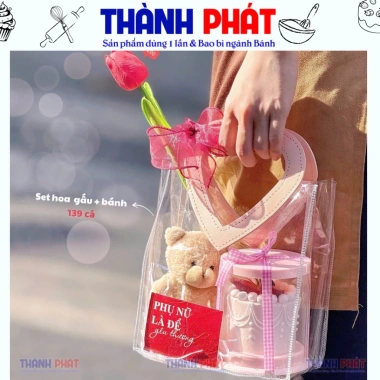 Túi PVC đựng quà Noel, bánh cookie Giáng sinh, quà Tết – Quai da, 19.000đ 5