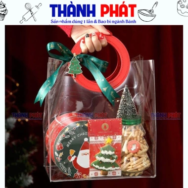 Túi PVC đựng quà Noel, bánh cookie Giáng sinh, quà Tết – Quai da, 19.000đ 7