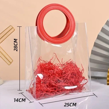 Túi PVC kèm nơ tự buộc, quai da cao cấp - Xách giỏ quà Tết, Noel chỉ 8.000đ