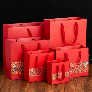 Túi Quà Tặng Giấy Cứng Màu Đỏ Lễ Hội - Đựng Quà Tết & Trung Thu Giá 20.000 3