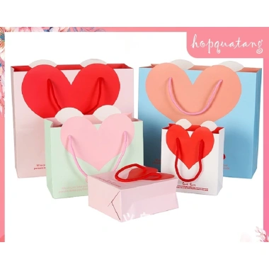 Túi Quà Tặng Tình Yêu Đám Cưới Túi Giấy Cứng Hình Trái Tim Valentine T29 9.000đ