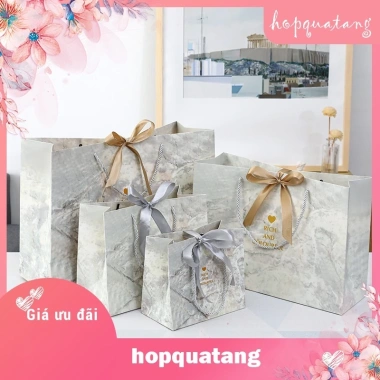 Túi Quà Tặng Vân Đá Giấy Cứng Sang Trọng cho Đám Cưới & Sự Kiện - Giá ưu đãi 14.000đ