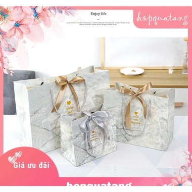Túi Quà Tặng Vân Đá Giấy Cứng Sang Trọng cho Đám Cưới & Sự Kiện - Giá ưu đãi 14.000đ