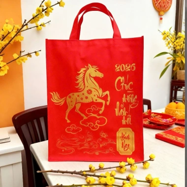 Túi quà tết Bính Ngọ 2.026 IN NHŨ ĐỒNG sang trọng - Đựng quà chúc mừng năm mới