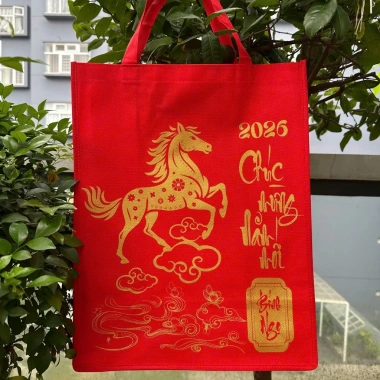 Túi quà tết Bính Ngọ 2.026 IN NHŨ ĐỒNG sang trọng - Đựng quà chúc mừng năm mới