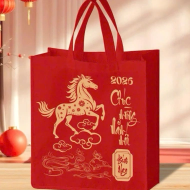 Túi quà tết Bính Ngọ 2.026 IN NHŨ ĐỒNG sang trọng - Đựng quà chúc mừng năm mới