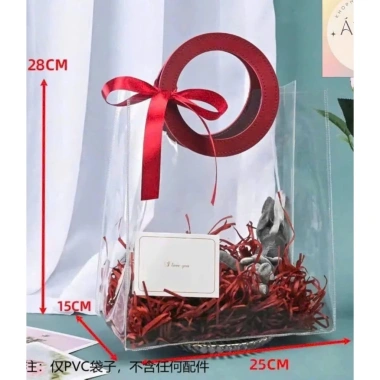Túi Quà Tết Suốt Quai Da 28x25x14cm - Đựng Bánh Trà Biếu Trọng Tặng Ruy Băng 10