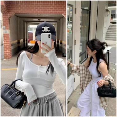 Túi quai xách trẻ trung Miu.uu da trơn 22cm, handle top trống, đa năng kèm dây chéo - 740.000₫ 4