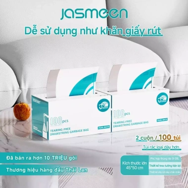 Túi Rác Có Dây Rút Thơm Nhài JASMEEN - Treo Tường, Chống Rách, Đựng Rác Tiện, Giao Nhanh 4 Túi Rác Có Dây Rút Thơm Nhài JASMEEN - Treo Tường, Chống Rách, Đựng Rác Tiện, Giao Nhanh 4