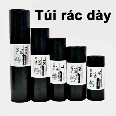 Túi rác dày Đen Size S‑XL, Rin bóng bền, chống tét, đáy môi trường – 12.900₫