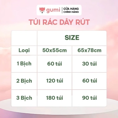 Túi rác Gumi tự phân hủy dây rút, 50x55/65x78 cm, túi đen có quai - giảm 44.000₫ 2 Túi rác Gumi tự phân hủy dây rút, 50x55/65x78 cm, túi đen có quai - giảm 44.000₫ 2