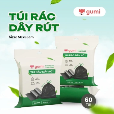 Túi rác Gumi tự phân hủy dây rút, 50x55/65x78 cm, túi đen có quai - giảm 44.000₫ 3 Túi rác Gumi tự phân hủy dây rút, 50x55/65x78 cm, túi đen có quai - giảm 44.000₫ 3