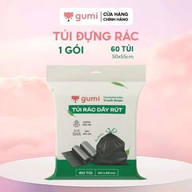 Túi rác Gumi tự phân hủy dây rút, size 50x55/65x78 cm, túi đen có quai - 51.000₫ 7