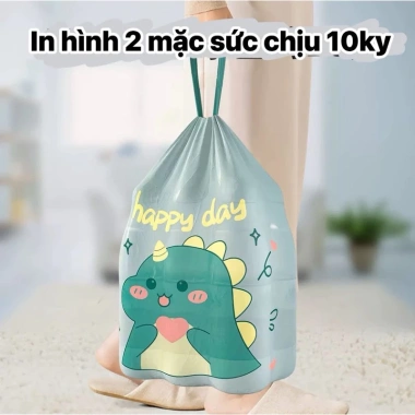 Túi rác in 2 mặt, quai xách cao cấp, dày, 1 cuộn 60 cái 45x45 cm - Giá 40,999 VND 3