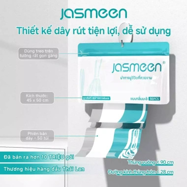 Túi rác sinh học JASMEEN hương hoa nhài - HDPE dày dặn, chịu nhiệt, tải trọng >10kg, 45x50cm - Giá chỉ 85.000đ 8