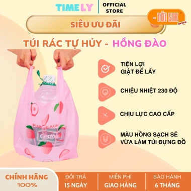 Túi Rác Sinh Học Tự Hủy 5kg Hồng Đào - 50 Túi 30x50cm, Giá Ưu Đãi 38.000đ 2