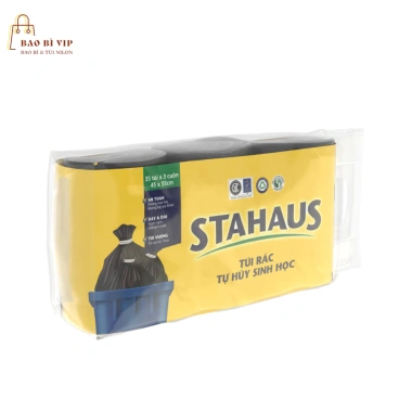 Túi rác Stahaus 3 cuộn 1kg - Đen, thân thiện môi trường, đa kích thước 45x55/55x65/65x78cm, giá chỉ 19.000₫