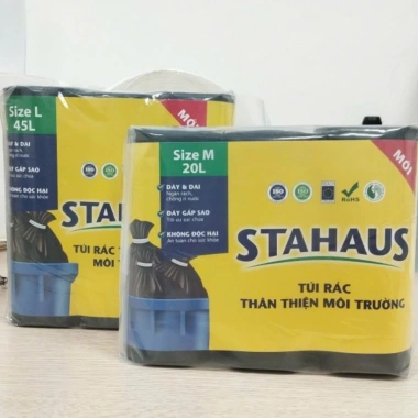Túi rác Stahaus 3 cuộn 1kg - Đen, thân thiện môi trường, đa kích thước 45x55/55x65/65x78cm, giá chỉ 19.000₫