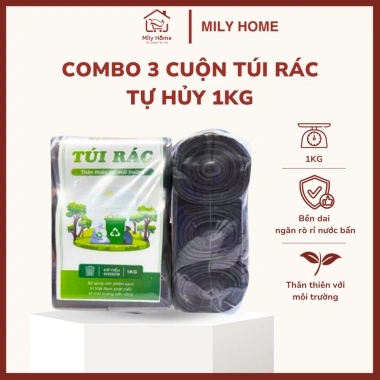 Túi rác tự phân hủy sinh học 3 màu Xanh Hồng Vàng - Dai chắc, thân thiện môi trường, chỉ 43.000₫
