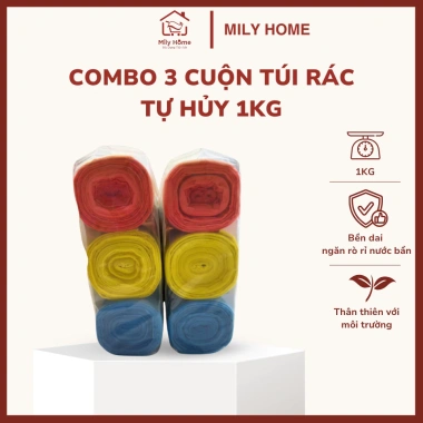 Túi rác tự phân hủy sinh học 3 màu Xanh Hồng Vàng - Dai chắc, thân thiện môi trường, chỉ 43.000₫