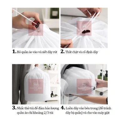 Túi Rút Lưới 49x60 Giặt Dây Vải Lưới Đựng Quần Áo Đồ Lót - Tiện Dụng, Giá 19.000đ