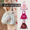 Túi rút tay nữ thêu hoa đẹp, vải lụa vintage cổ điển - Giá chỉ 59.000đ
