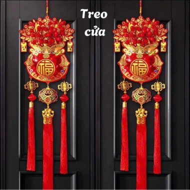 Túi Tài Lộc Liễn Treo Đào Đông Đỏ - Túi Tiền Trang Trí Tết 2.026, Mặt Đôi, 43.000 VND 3