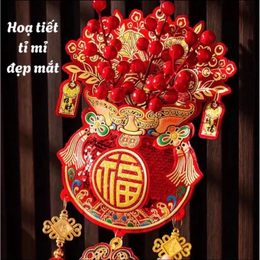 Túi Tài Lộc Liễn Treo Đào Đông Đỏ - Túi Tiền Trang Trí Tết 2.026, Mặt Đôi, 43.000 VND 4