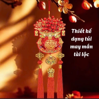 Túi Tài Lộc Liễn Treo Đào Đông Đỏ - Túi Tiền Trang Trí Tết 2.026, Mặt Đôi, 43.000 VND 5