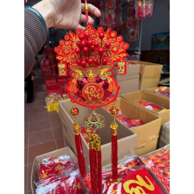 Túi Tài Lộc Liễn Treo Đào Đông Đỏ - Túi Tiền Trang Trí Tết 2.026, Mặt Đôi, 43.000 VND 8